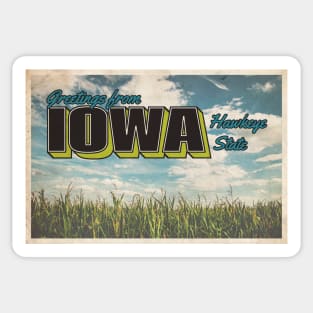 Greetings from Iowa - Vintage Travel Postcard Design Sticker